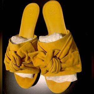 Tory Burch Yellow Suede Women's Slide Sandals